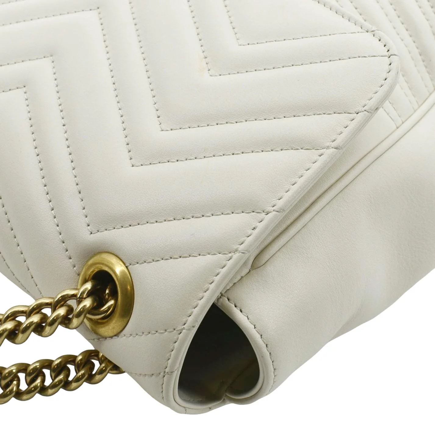 GUCCI GG Marmont Large Matelasse Leather Shoulder Bag White 498090 - Image 6