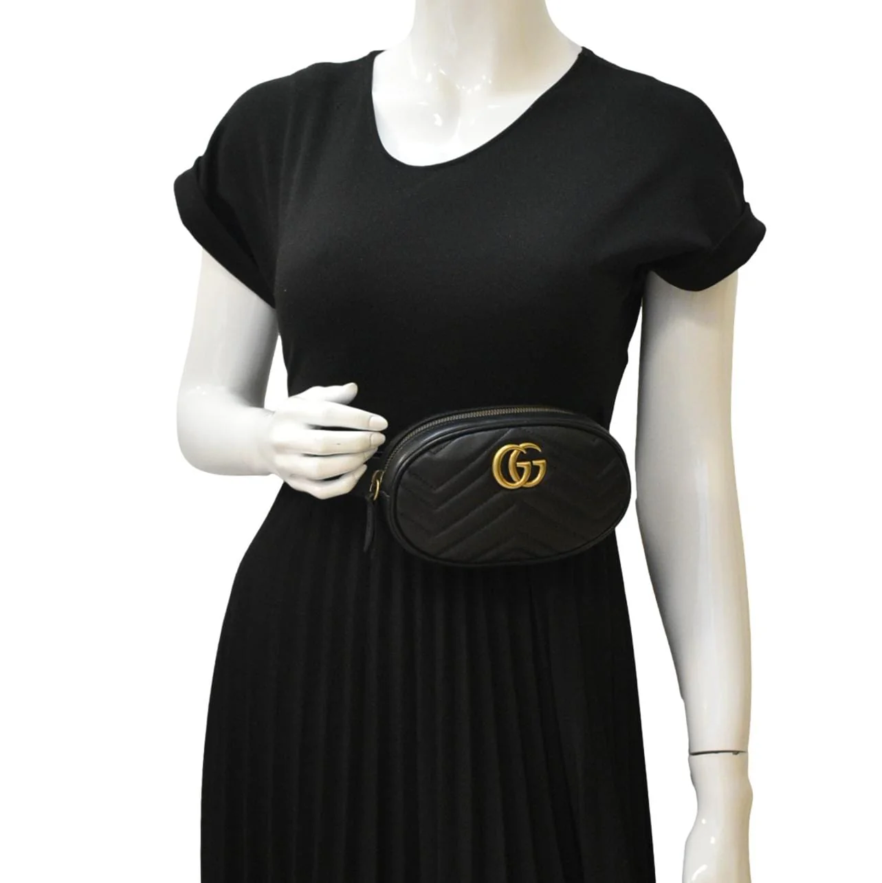 GUCCI GG Marmont Matelasse Leather Belt Bag Black 476434 - Image 2