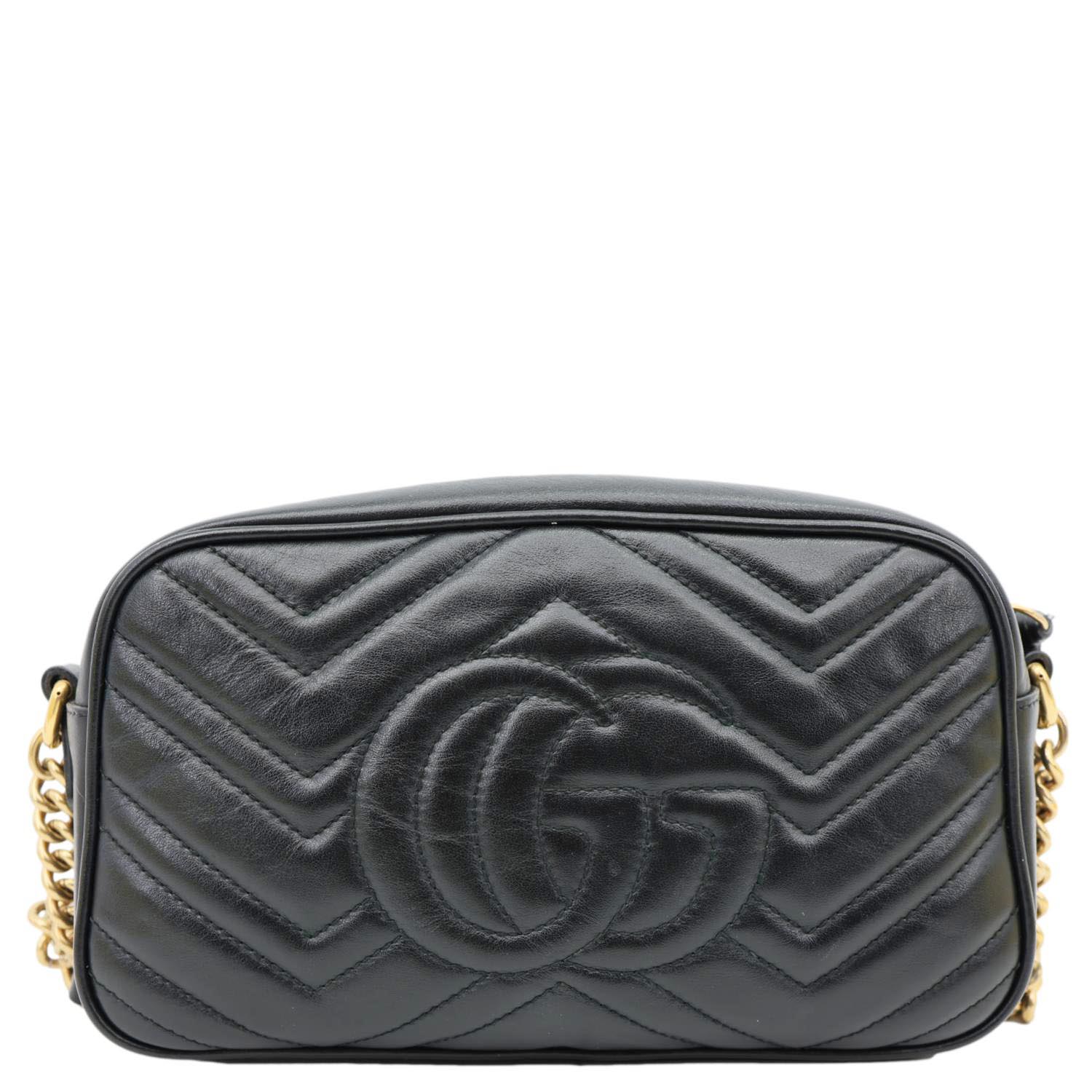GUCCI GG Marmont Small Matelasse Chevron Leather Camera Bag Black 447632 - Image 4