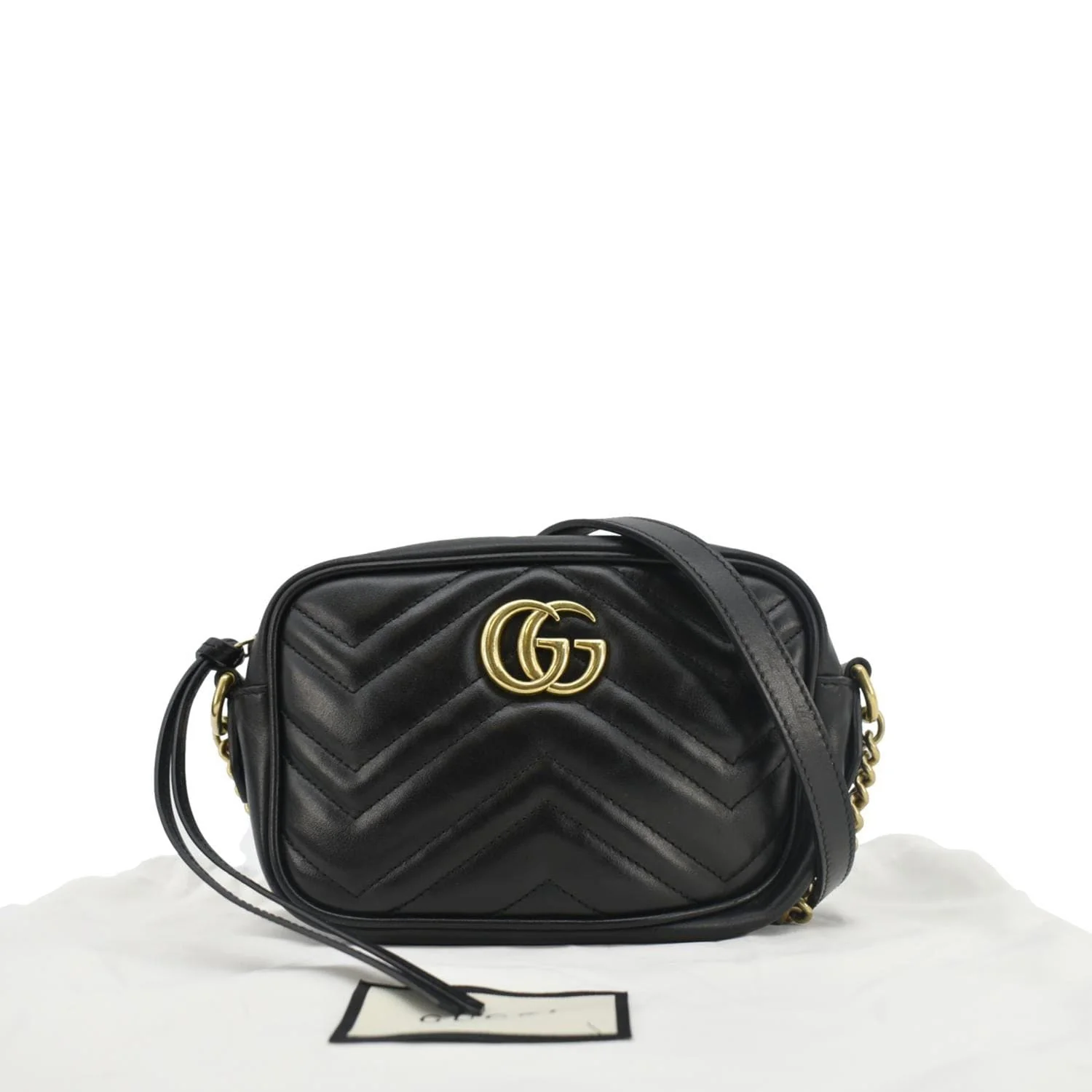 GUCCI GG Marmont Mini Matelasse Leather Crossbody Bag Black 448065 - Image 3