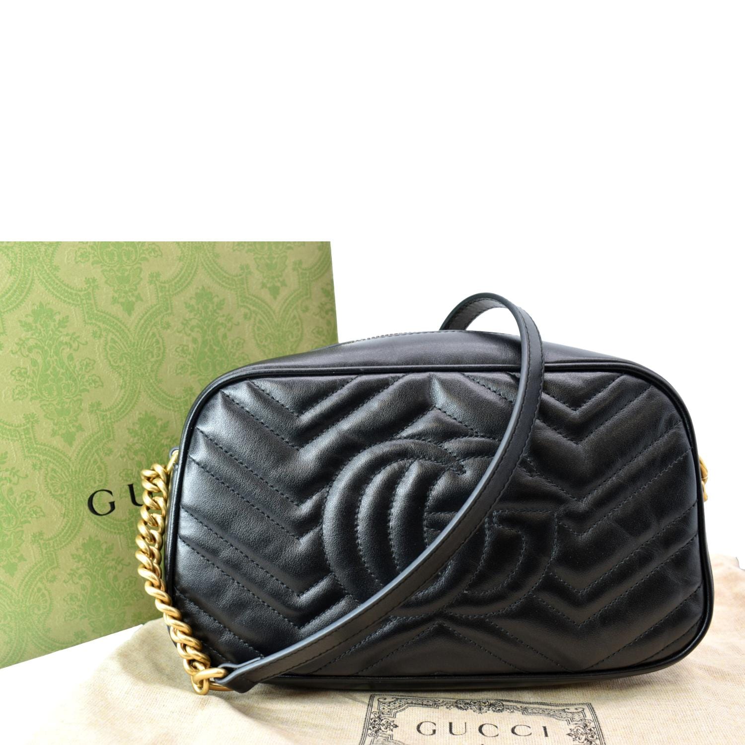 GUCCI GG Marmont Small Matelasse Leather Crossbody Bag Black 447632 - Image 3