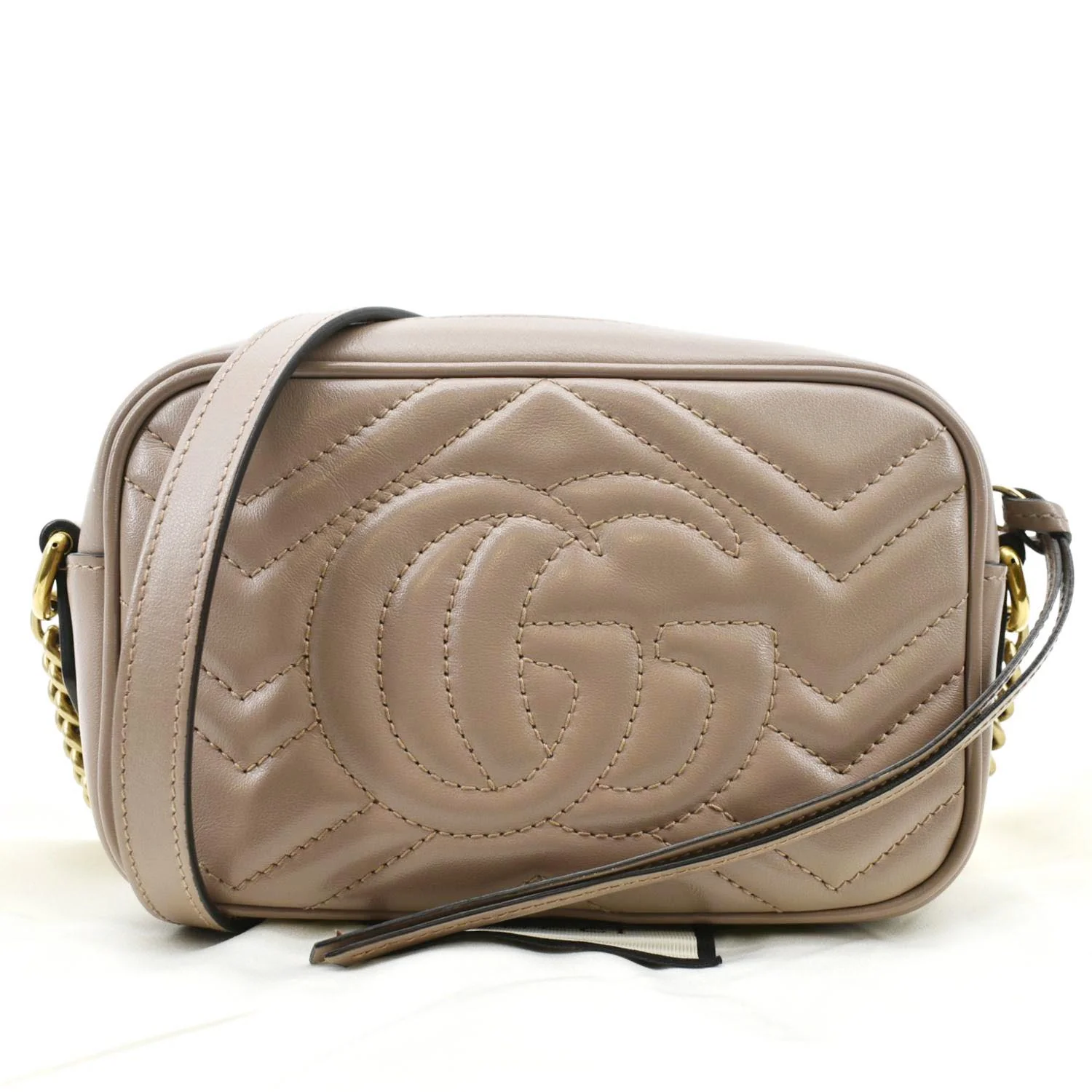 GUCCI GG Marmont Matelasse Mini Leather Crossbody Bag Beige 448065 - Image 3