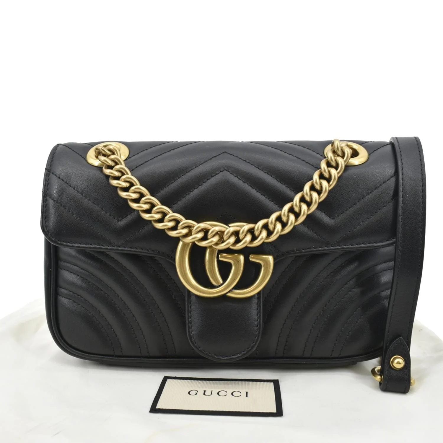 GUCCI GG Marmont Mini Leather Shoulder Bag Black 446744 - Image 3