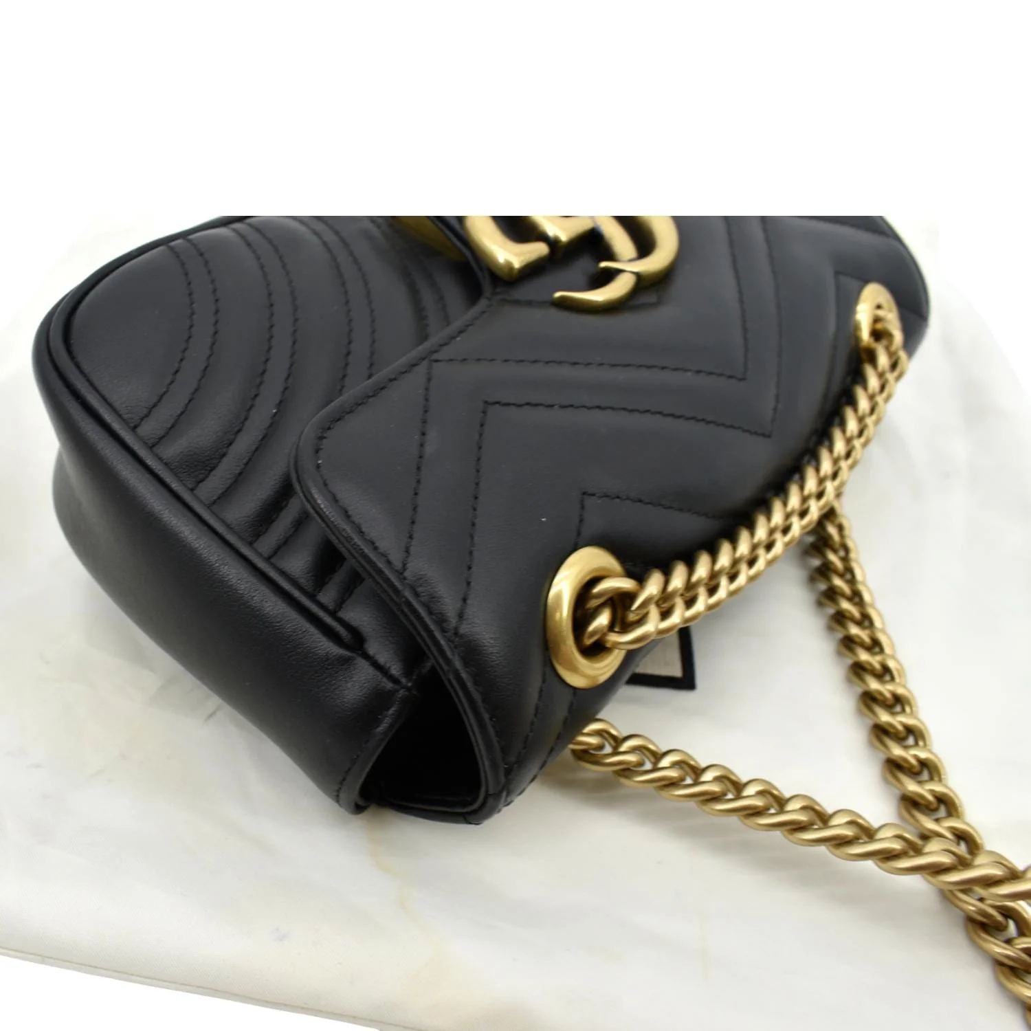 GUCCI GG Marmont Mini Leather Shoulder Bag Black 446744 - Image 7