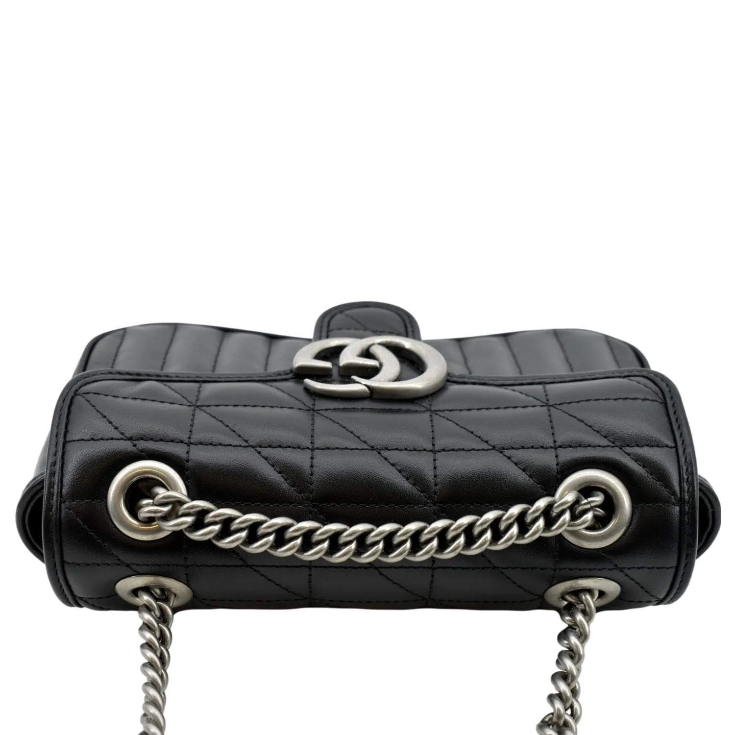 GUCCI GG Marmont Mini Leather Shoulder Bag Black 446744 - Image 4