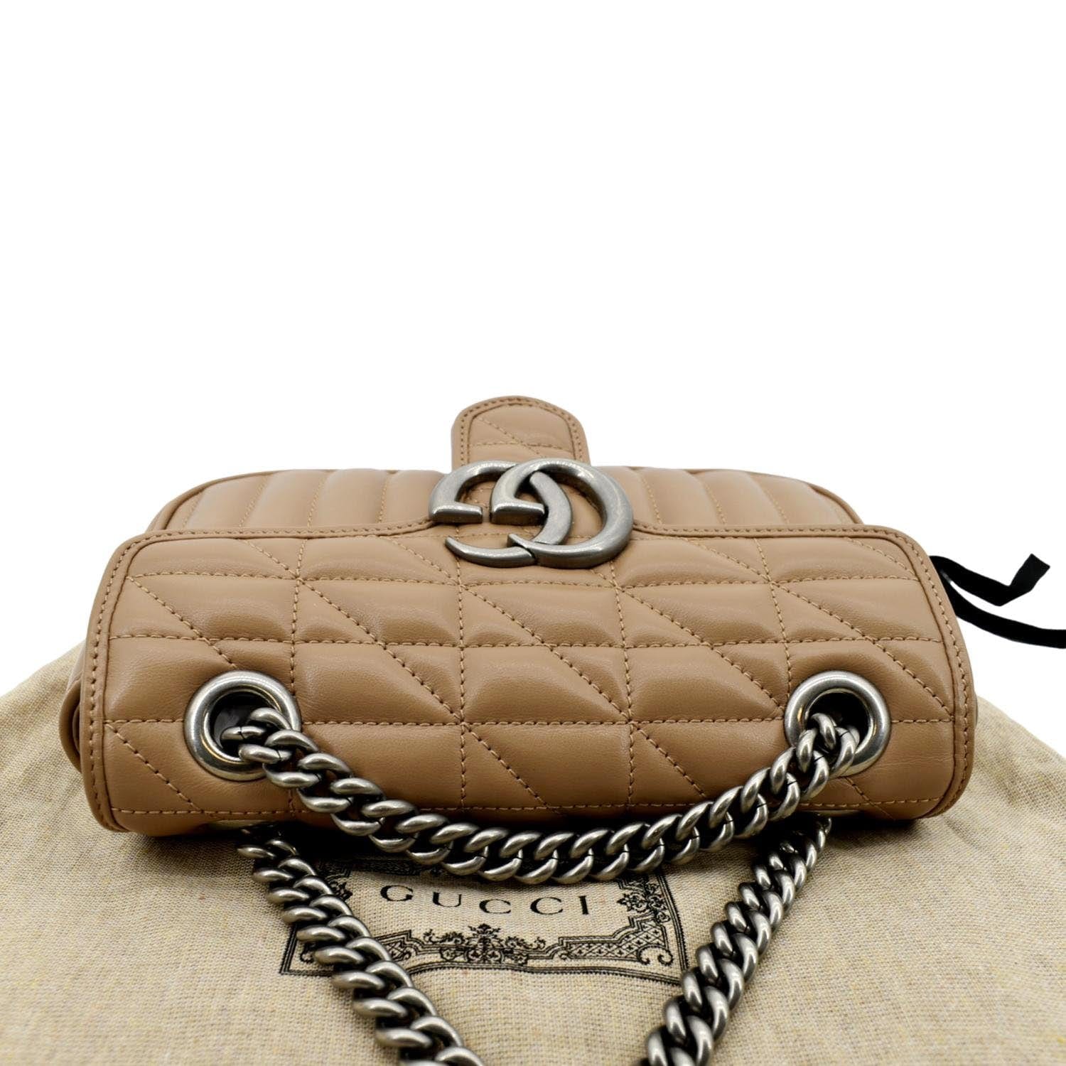 GUCCI GG Marmont Mini Leather Shoulder Bag Beige 446744 - Image 4