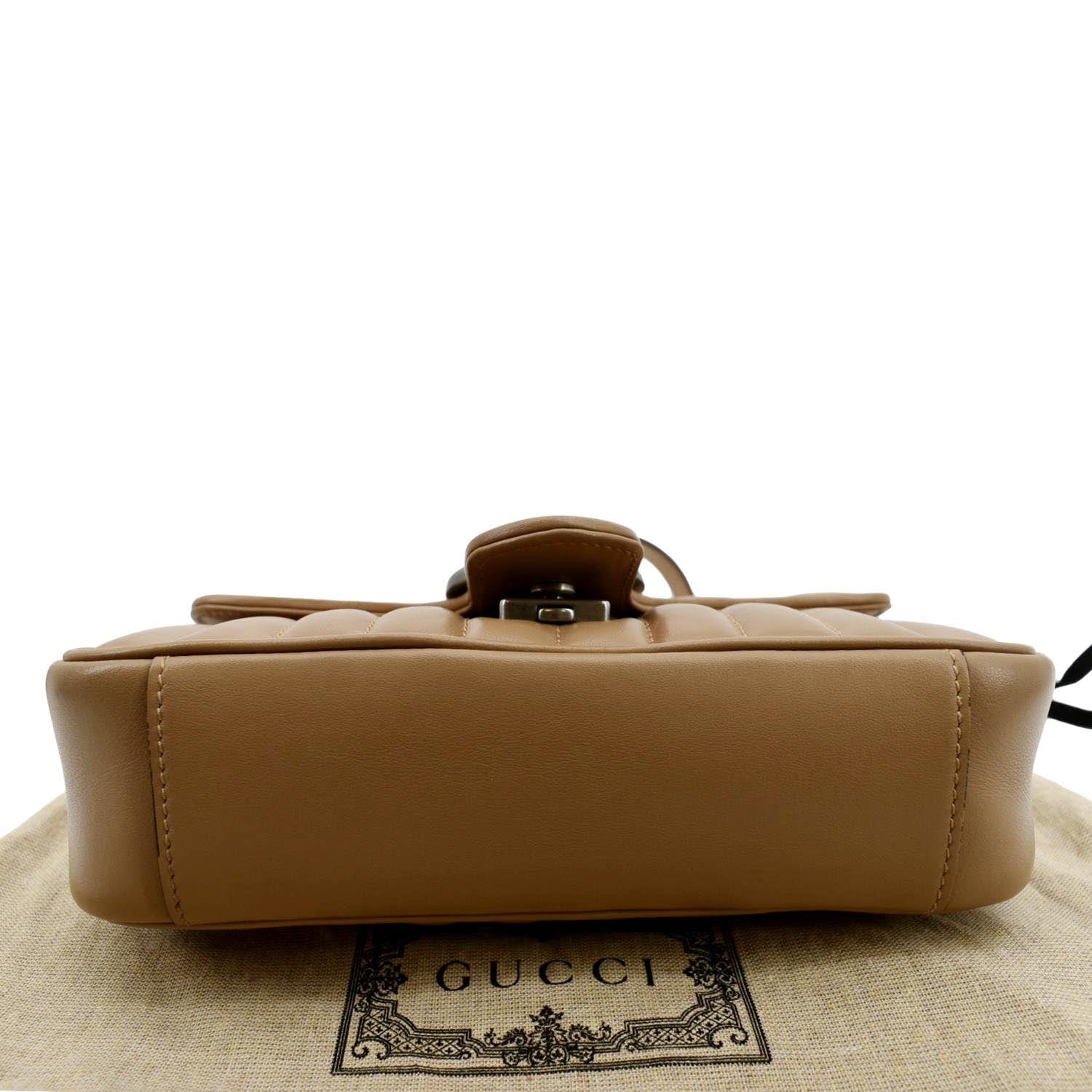 GUCCI GG Marmont Mini Leather Shoulder Bag Beige 446744 - Image 9