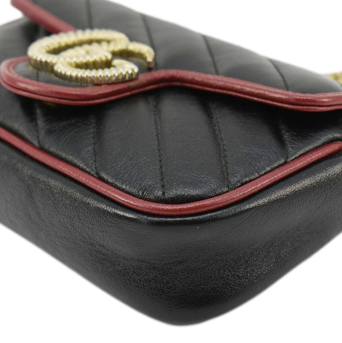 GUCCI GG Marmont Tourchon Mini Matelasse Leather Shoulder Crossbody Bag Black 574969 - Image 10