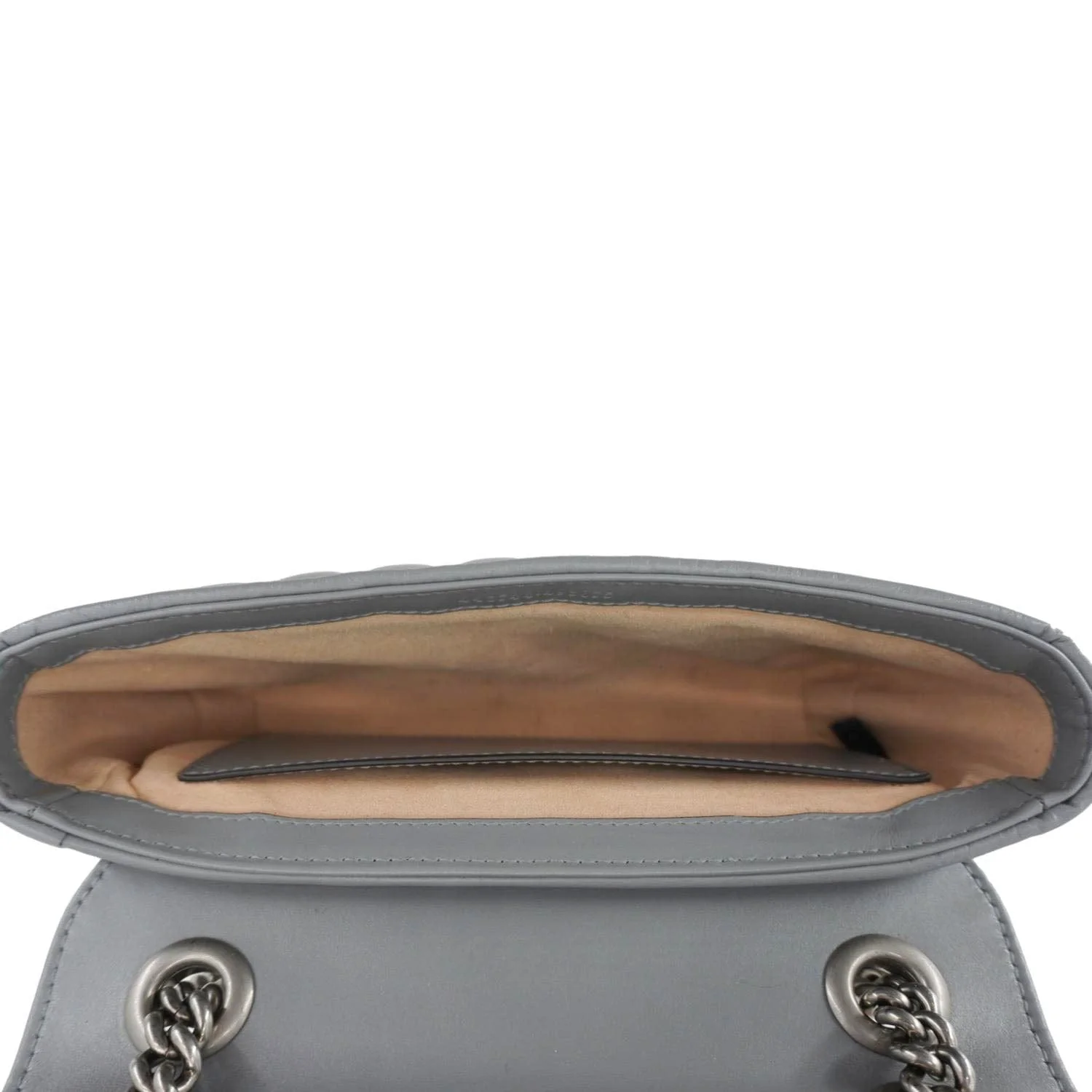 GUCCI GG Marmont Mini Matelasse Chevron Leather Shoulder Bag Gray 446744 - Image 19