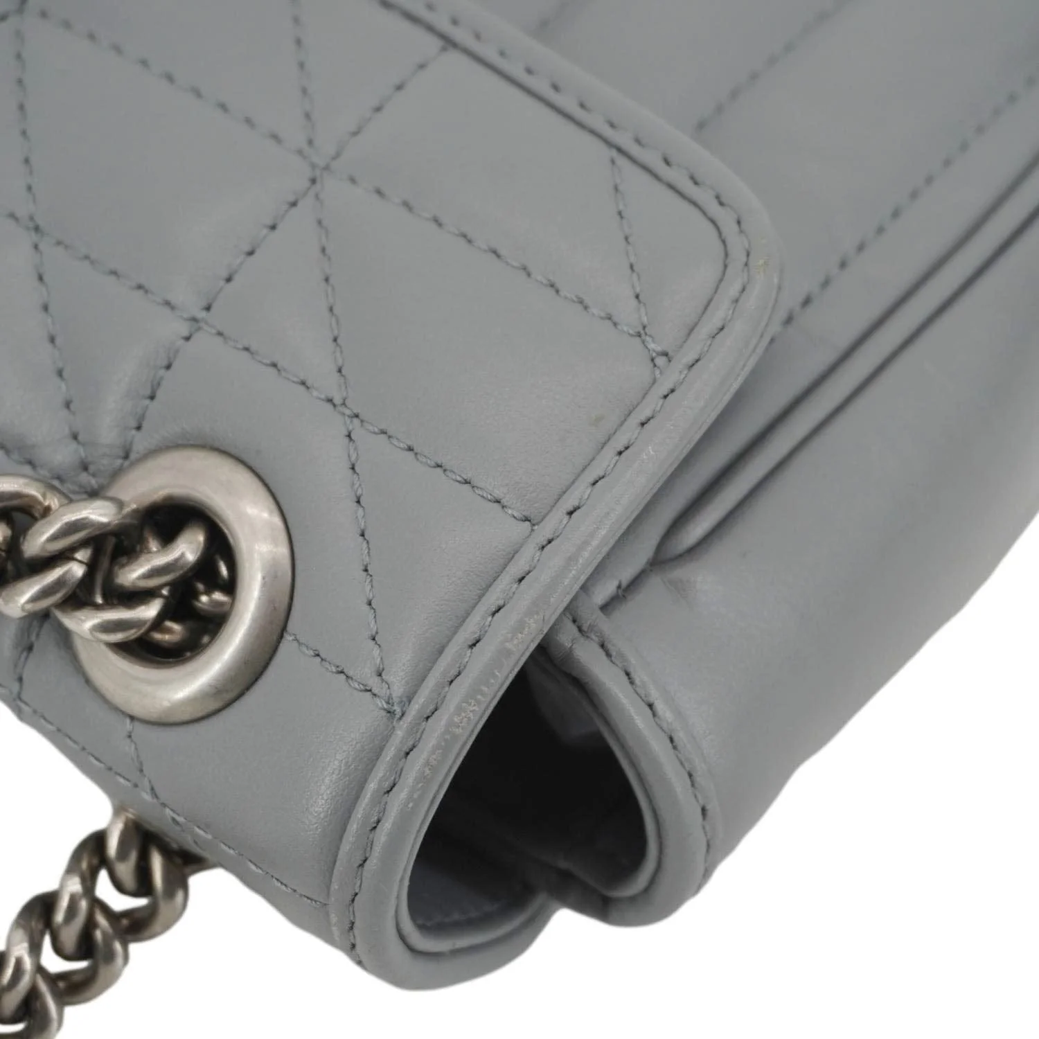 GUCCI GG Marmont Mini Matelasse Chevron Leather Shoulder Bag Gray 446744 - Image 8