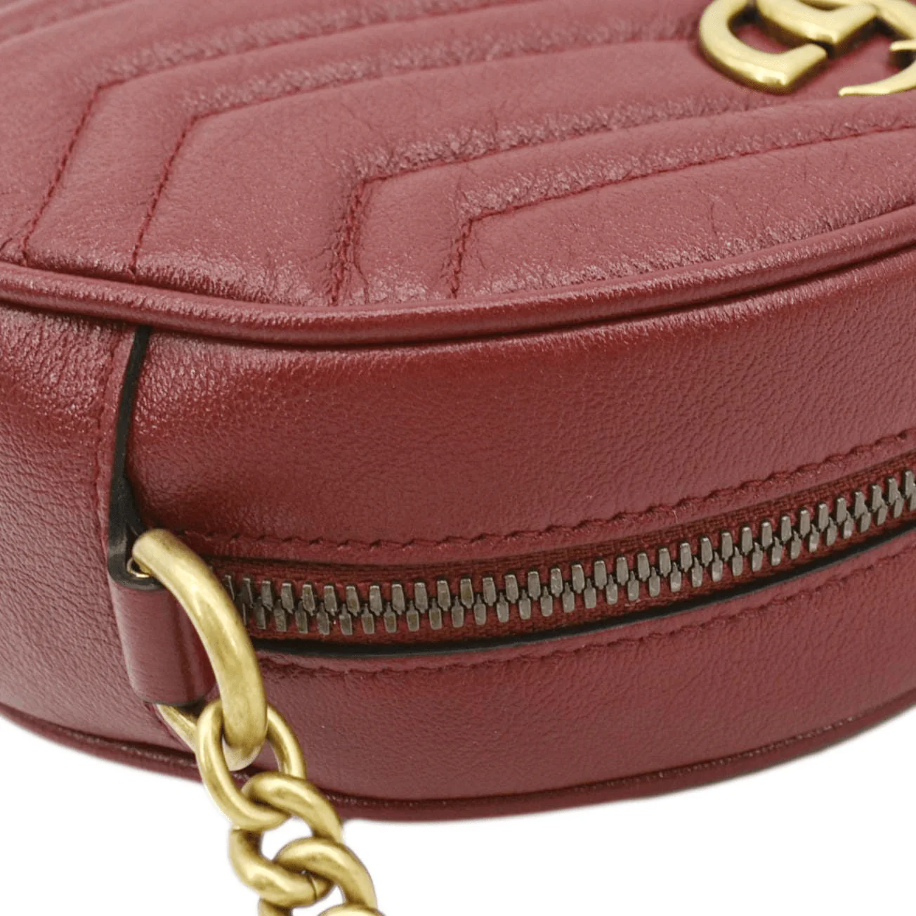 GUCCI GG Marmont Mini Round Leather Crossbody Bag Red 550154 - Image 6