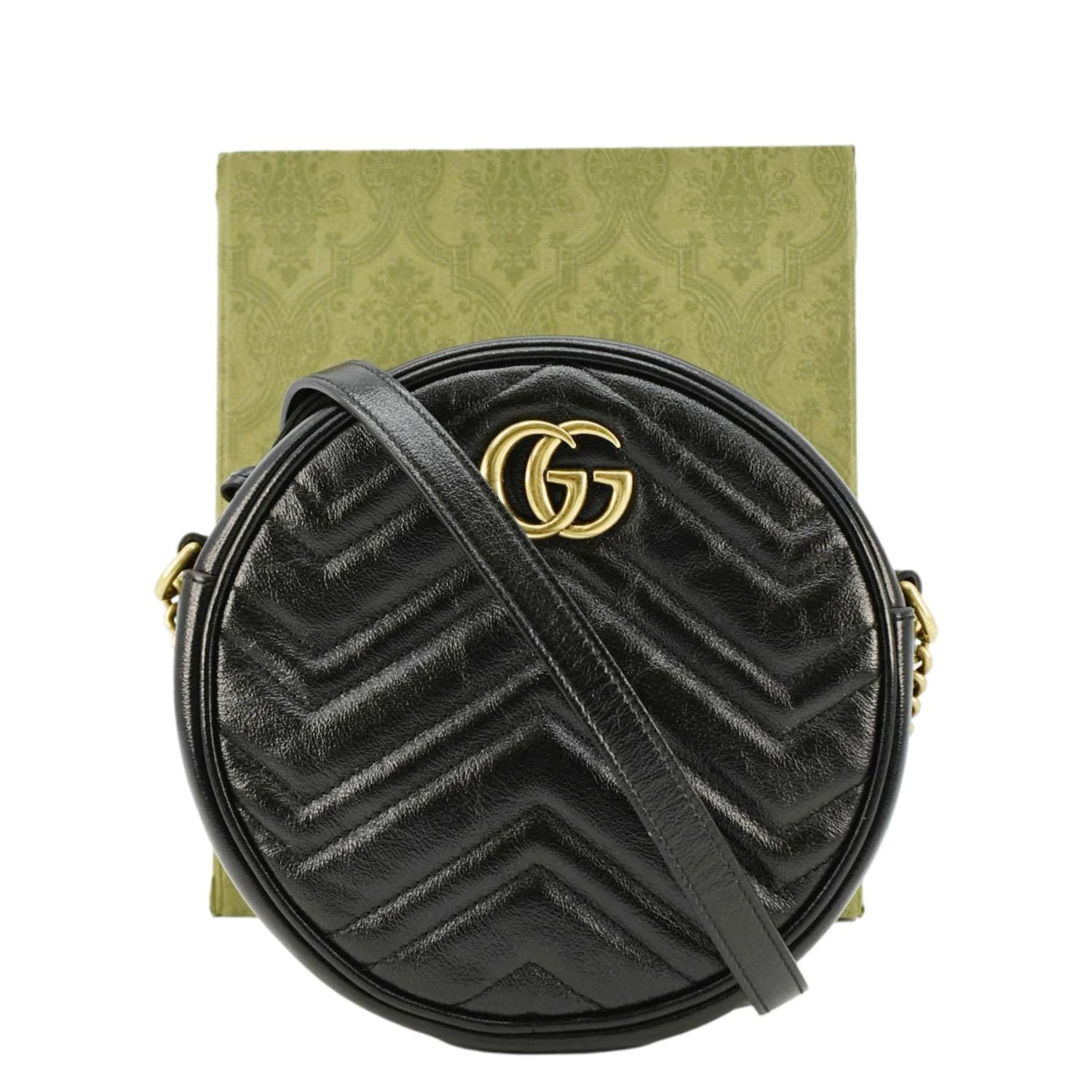 GUCCI GG Marmont Mini Round Leather Crossbody Bag Black 550154 - Image 3