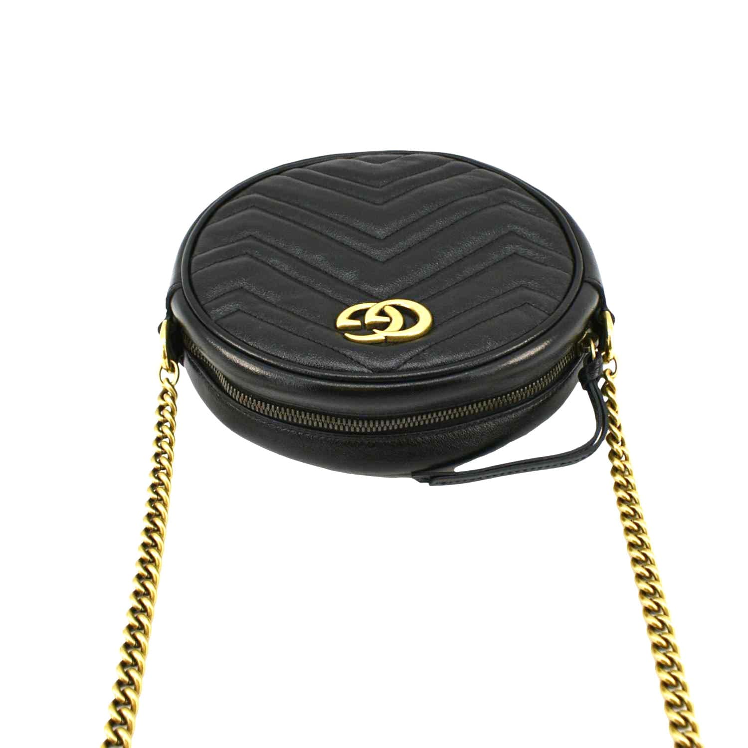 GUCCI GG Marmont Mini Round Leather Crossbody Bag Black 550154 - Image 5