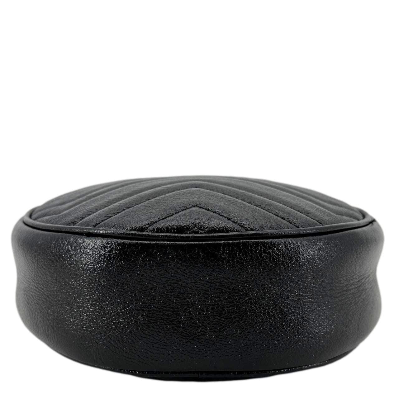 GUCCI GG Marmont Mini Round Leather Crossbody Bag Black 550154 - Image 10