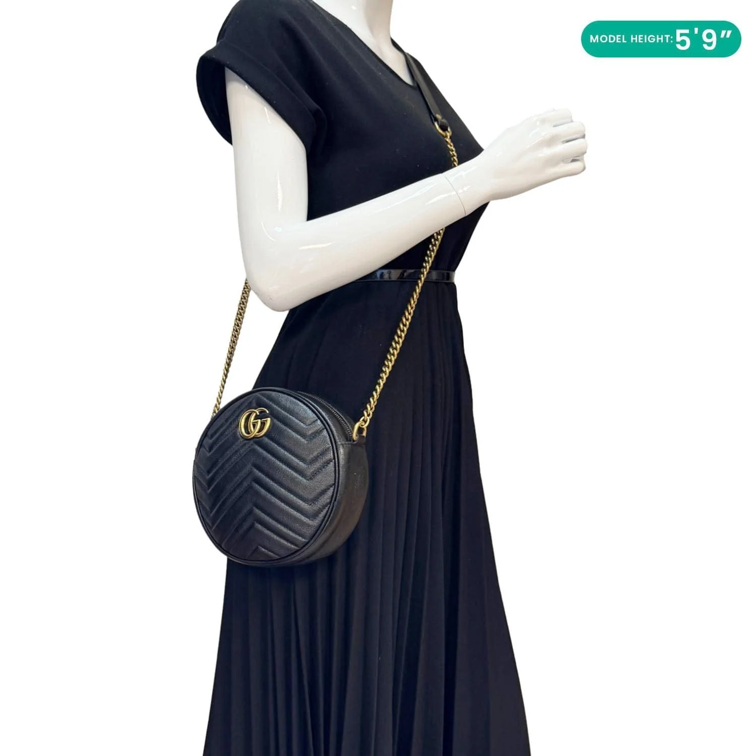 GUCCI GG Marmont Mini Round Leather Crossbody Bag Black 550154 - Image 2