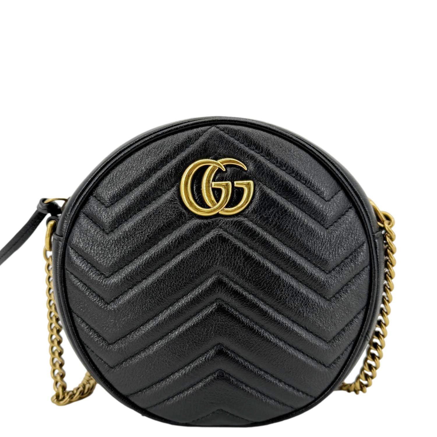 GUCCI GG Marmont Mini Round Leather Crossbody Bag Black 550154 - Image 3