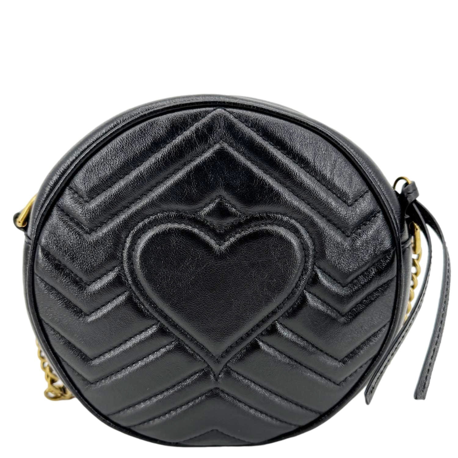 GUCCI GG Marmont Mini Round Leather Crossbody Bag Black 550154 - Image 4