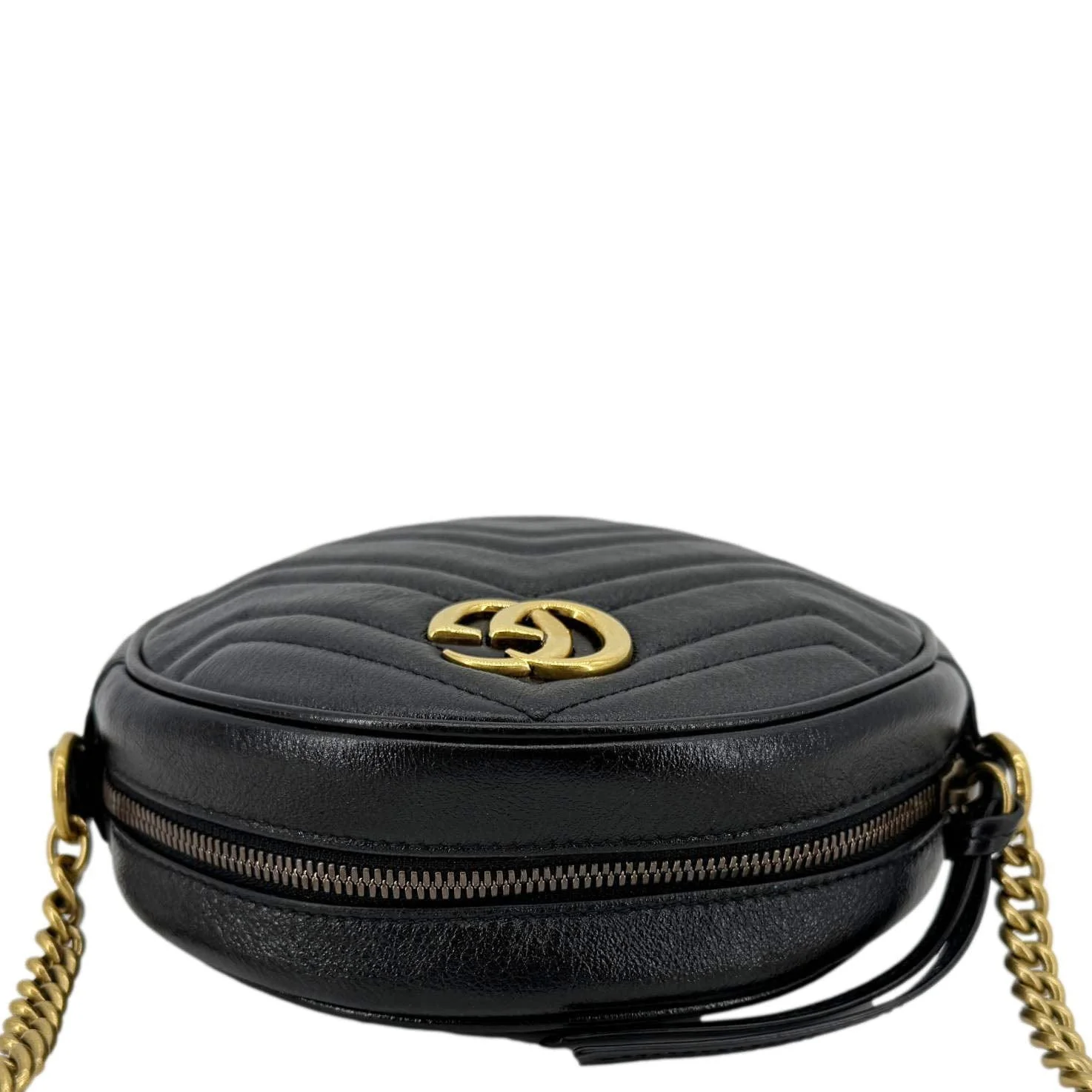 GUCCI GG Marmont Mini Round Leather Crossbody Bag Black 550154 - Image 5