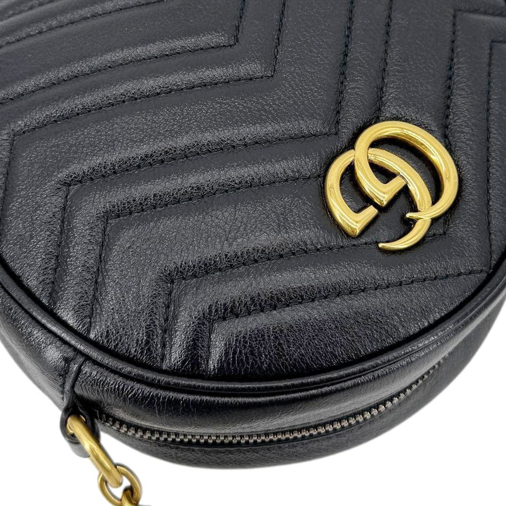 GUCCI GG Marmont Mini Round Leather Crossbody Bag Black 550154 - Image 6