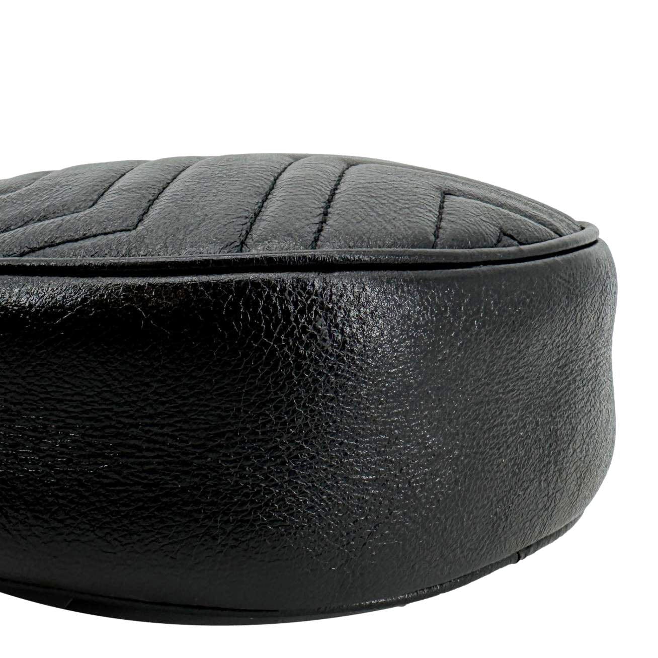 GUCCI GG Marmont Mini Round Leather Crossbody Bag Black 550154 - Image 8