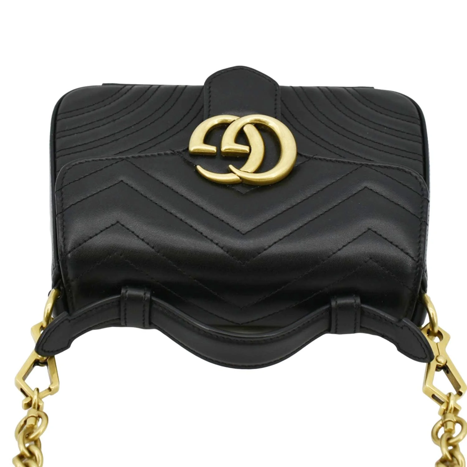 GUCCI GG Marmont Leather Top Handle Crossbody Bag Black 547260 - Image 5