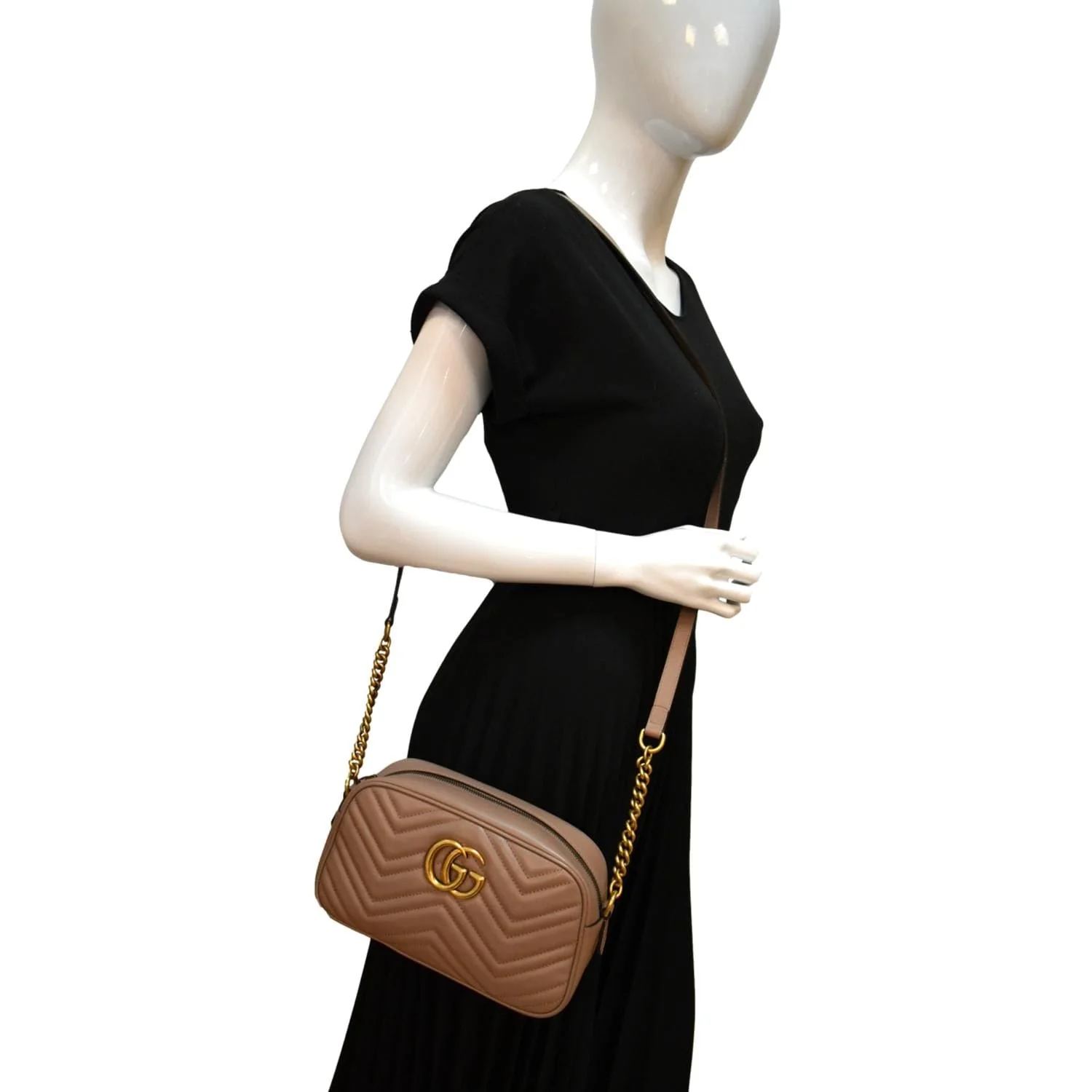 GUCCI GG Marmont Matelasse Leather Crossbody Bag Dusty Pink 447632 - Image 2