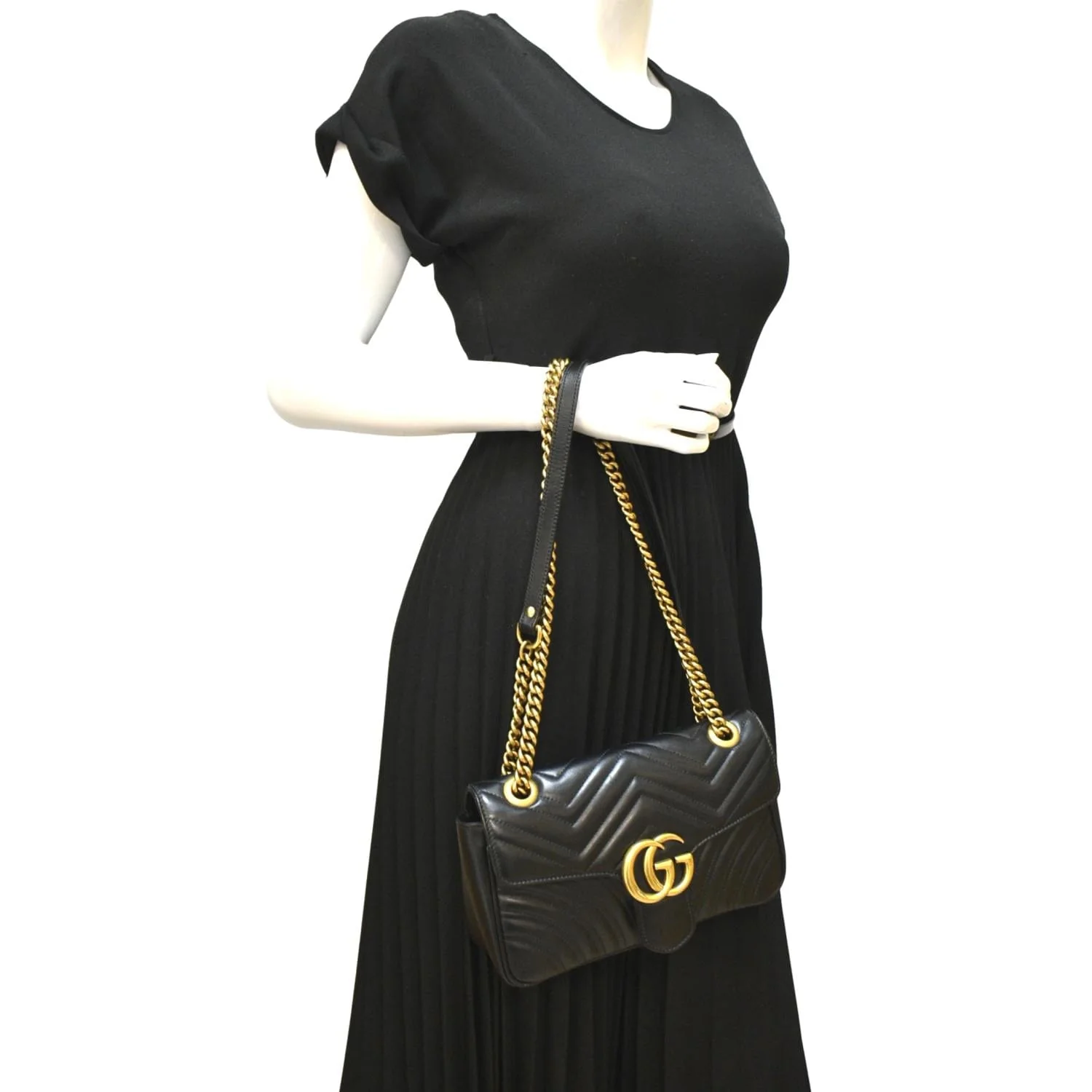 GUCCI GG Marmont Small Matelasse Leather Crossbody Bag Black 443497 - Image 2