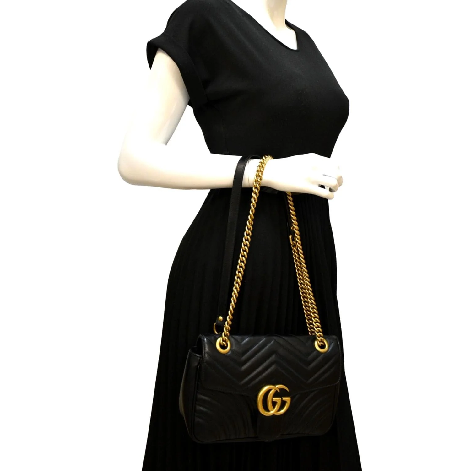GUCCI GG Marmont Small Matelasse Leather Crossbody Bag Black 443497 - Image 2