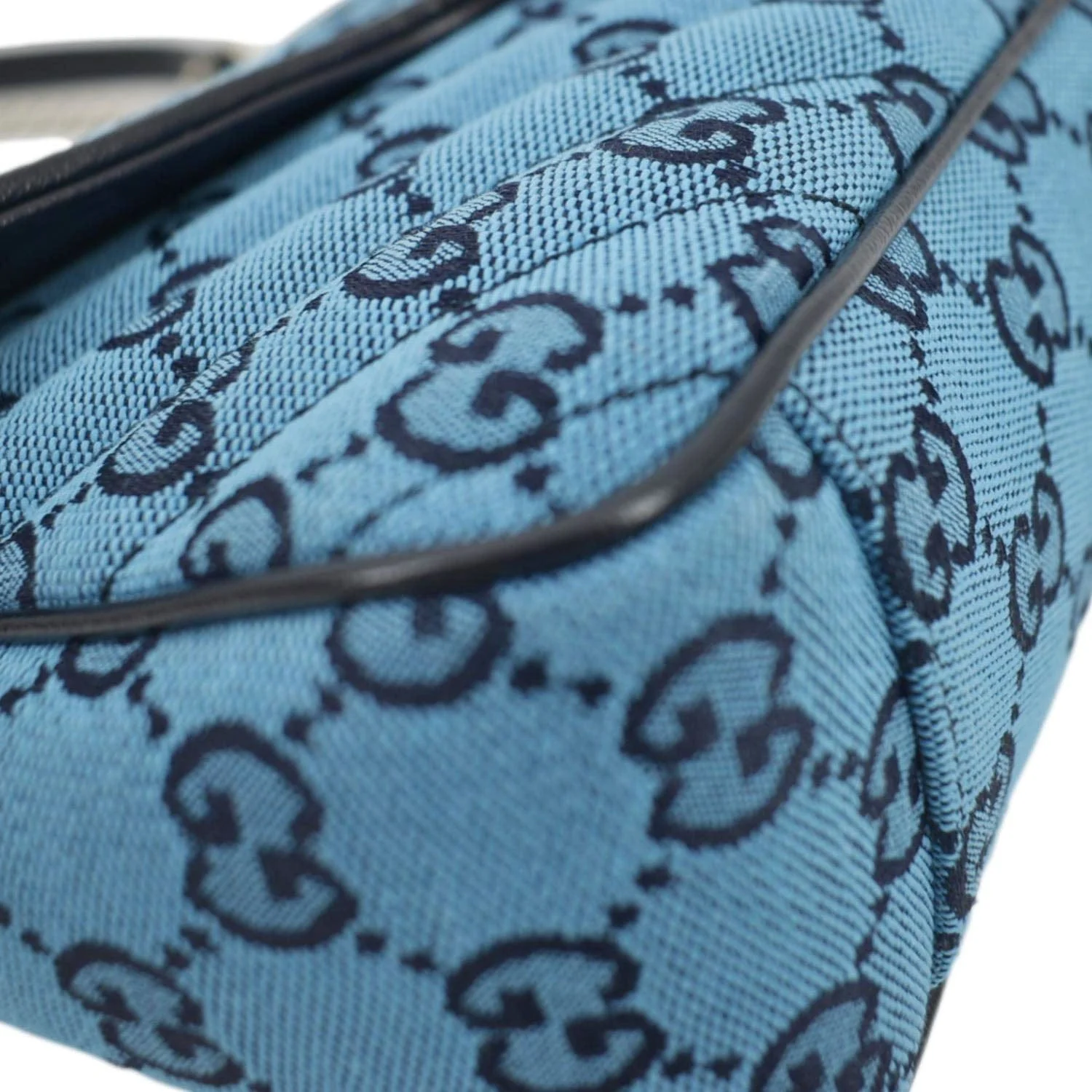GUCCI GG Marmont Small Matelasse Canvas Shoulder Bag Blue 443497 - Image 10