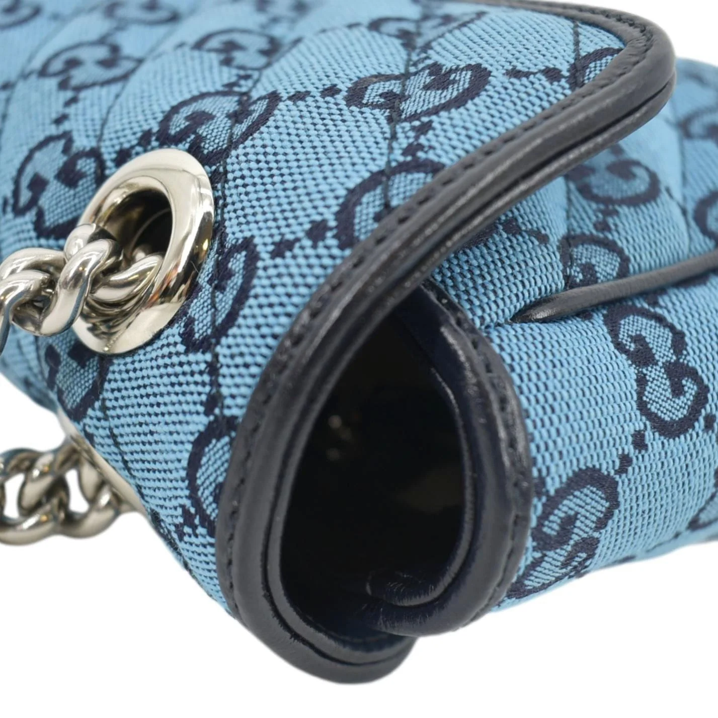 GUCCI GG Marmont Small Matelasse Canvas Shoulder Bag Blue 443497 - Image 8