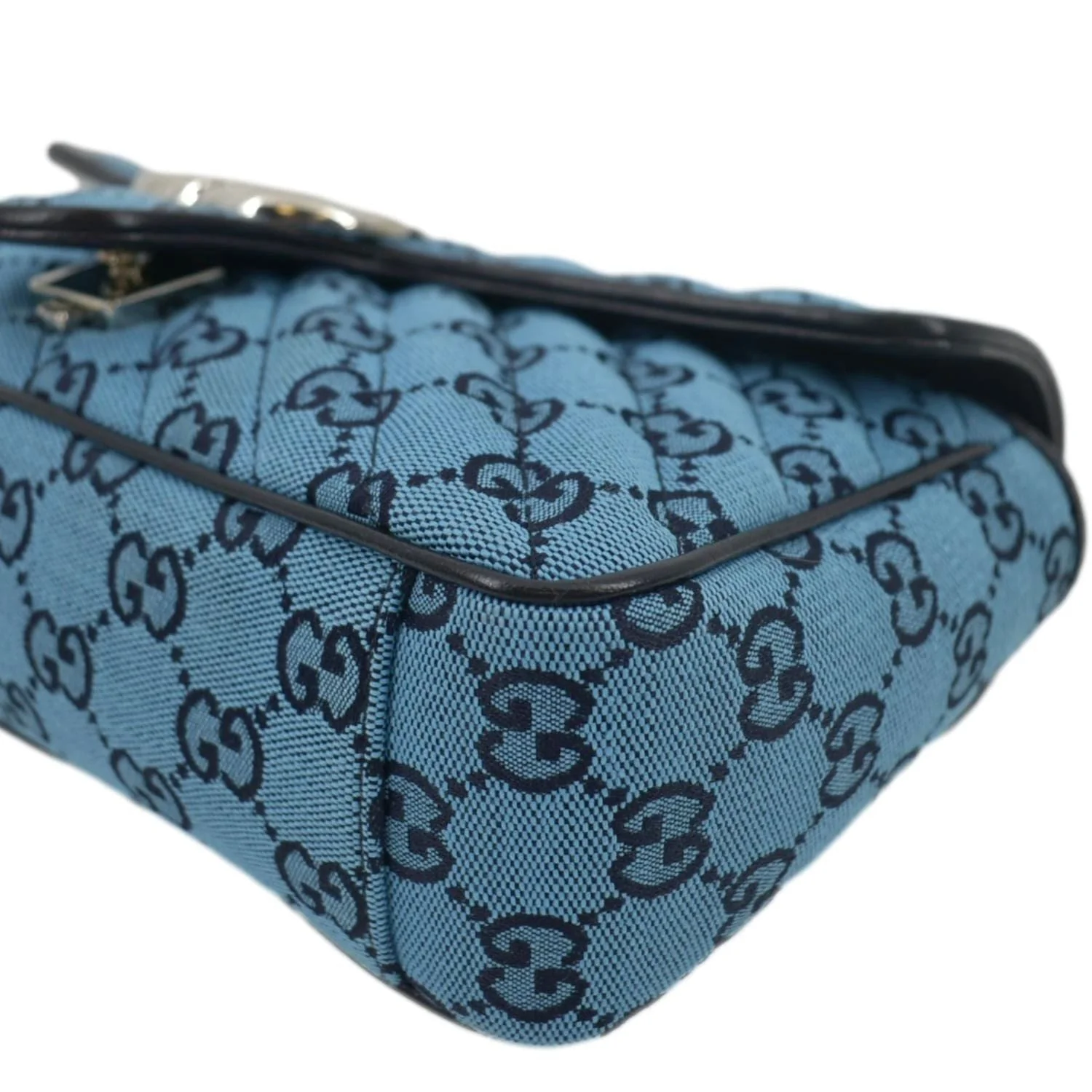 GUCCI GG Marmont Small Matelasse Canvas Shoulder Bag Blue 443497 - Image 9
