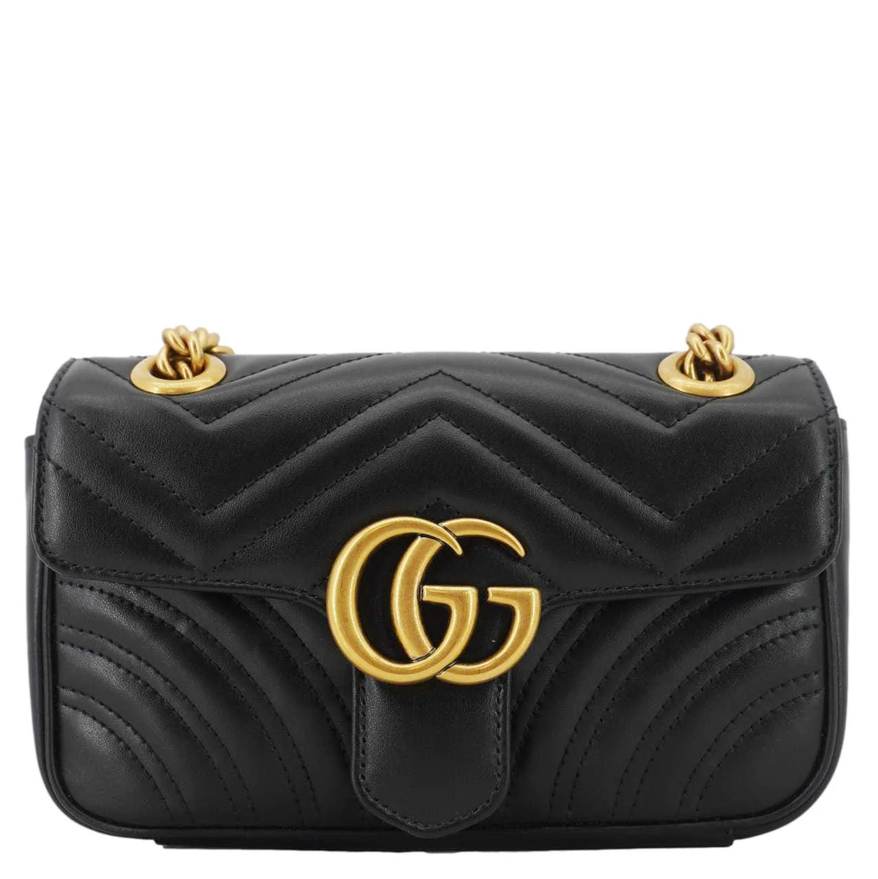 GUCCI GG Marmont Mini Leather Shoulder Bag Black 446744 - Image 3