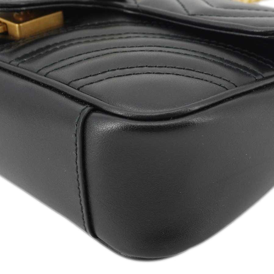 GUCCI GG Marmont Mini Leather Shoulder Bag Black 446744 - Image 8