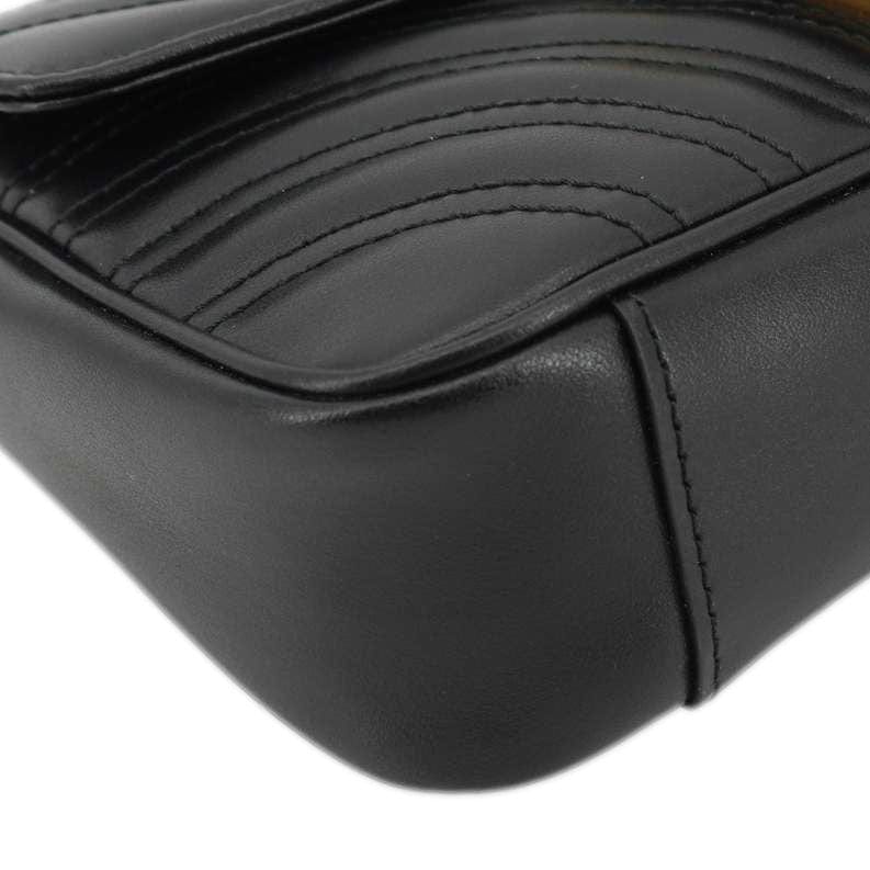 GUCCI GG Marmont Mini Leather Shoulder Bag Black 446744 - Image 9