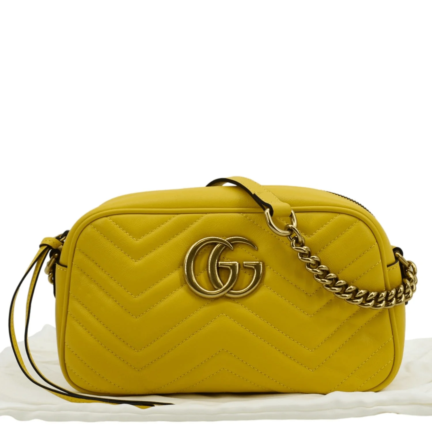 GUCCI GG Marmont Small Matelasse Leather Crossbody Bag Yellow 447632 - Image 3