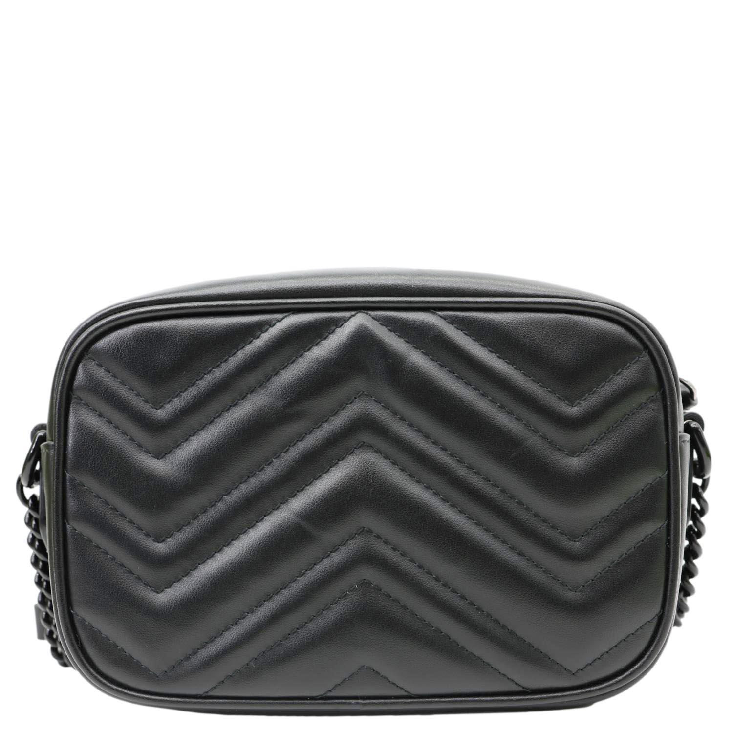 GUCCI GG Marmont Mini Matelasse Chevron Leather Camera Bag Black 634936 - Image 5