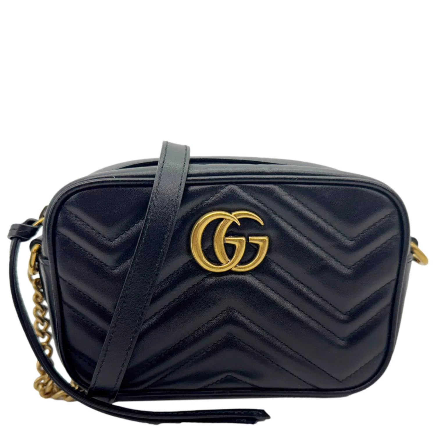 GUCCI GG Marmont Small Calfskin Leather Shoulder Bag Black 448065