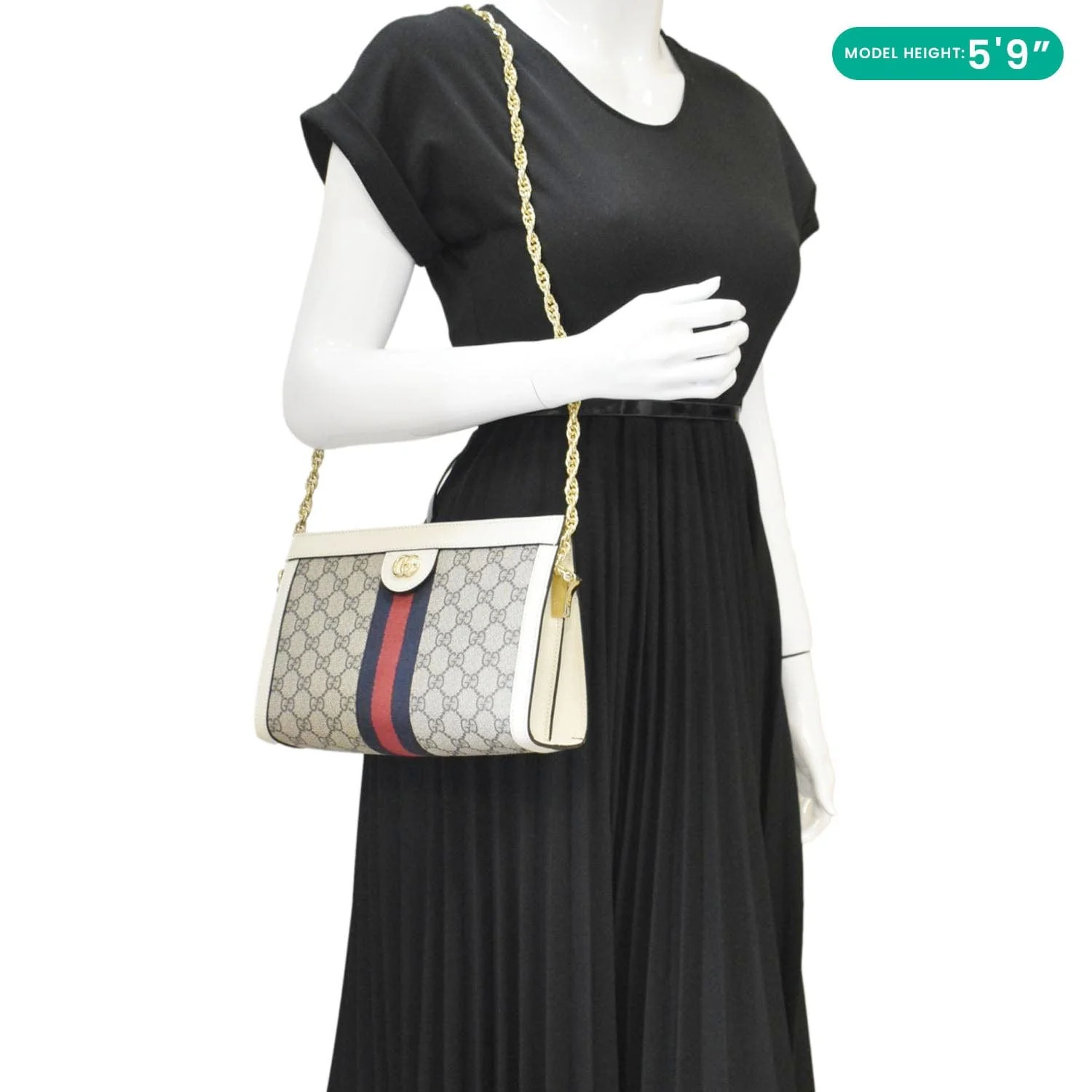 GUCCI Ophidia GG Small Supreme Canvas Chain Shoulder Bag Beige 503877 - Image 2