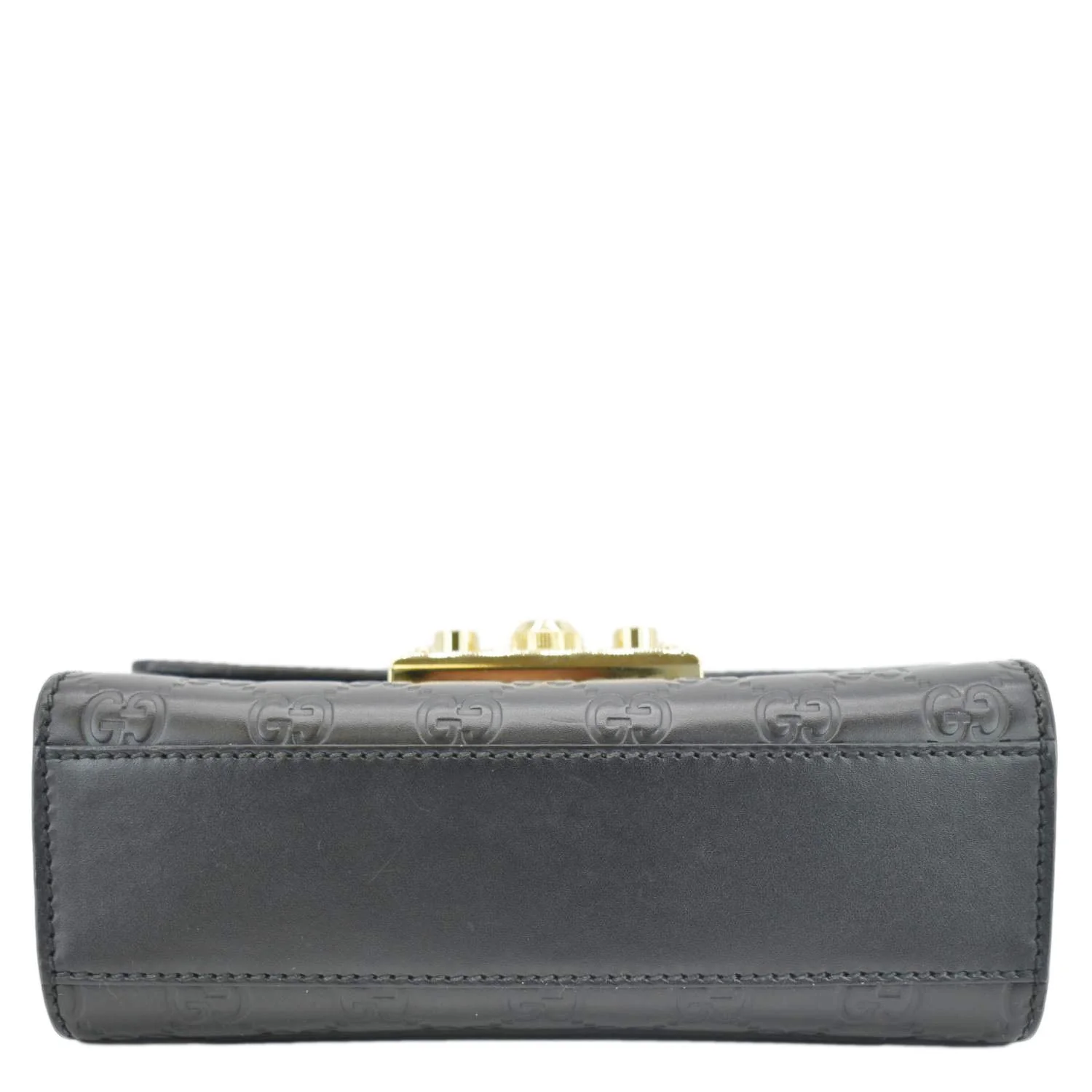 GUCCI Signature Padlock Leather Top Handle Shoulder Bag Black 409487 - Image 9