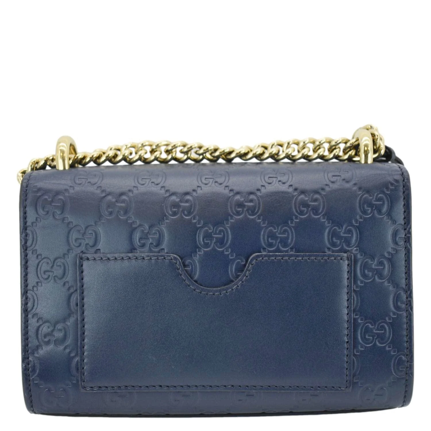 GUCCI Signature Padlock Small Leather Top Handle Shoulder Bag Blue 409487 - Image 3