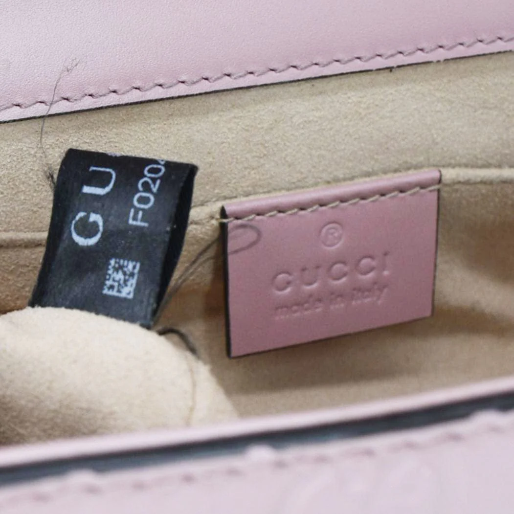 GUCCI Signature Padlock Leather Top Handle Shoulder Bag Pink 409487 - Image 12