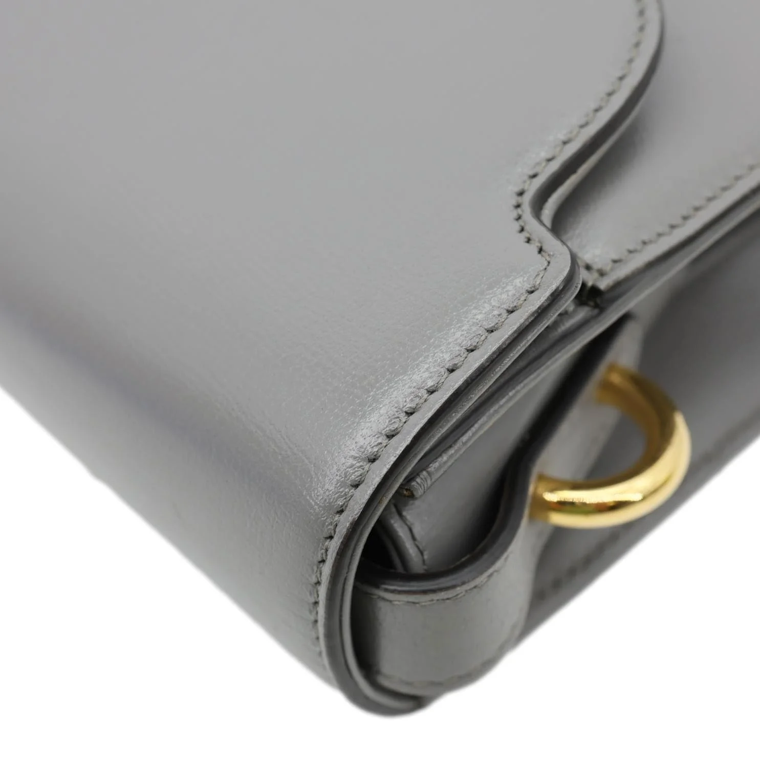 GUCCI GG Ring Leather Shoulder Bag Light Grey 589474 - Image 6