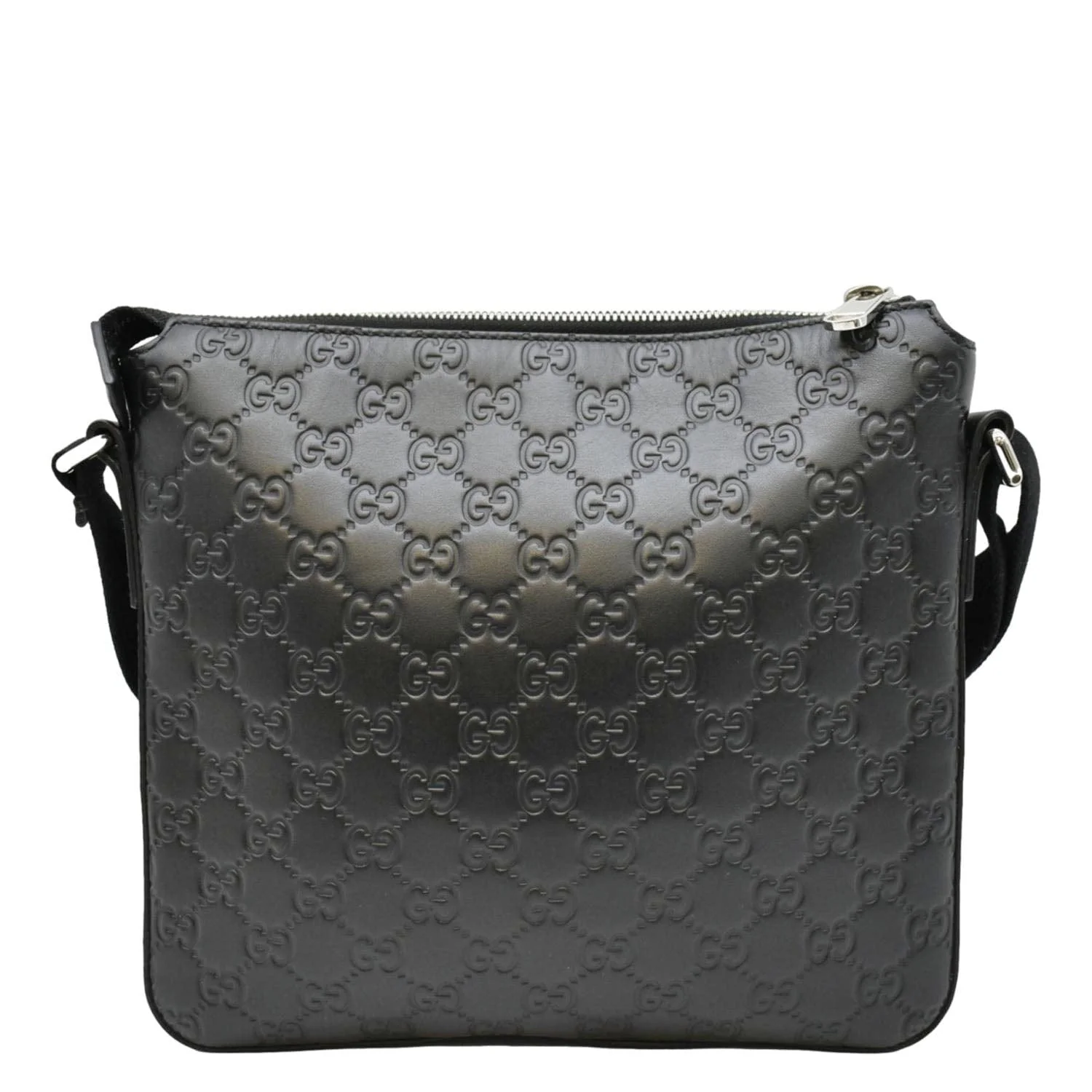 GUCCI GG Signature Leather Messenger Bag Black 406410 - Image 3