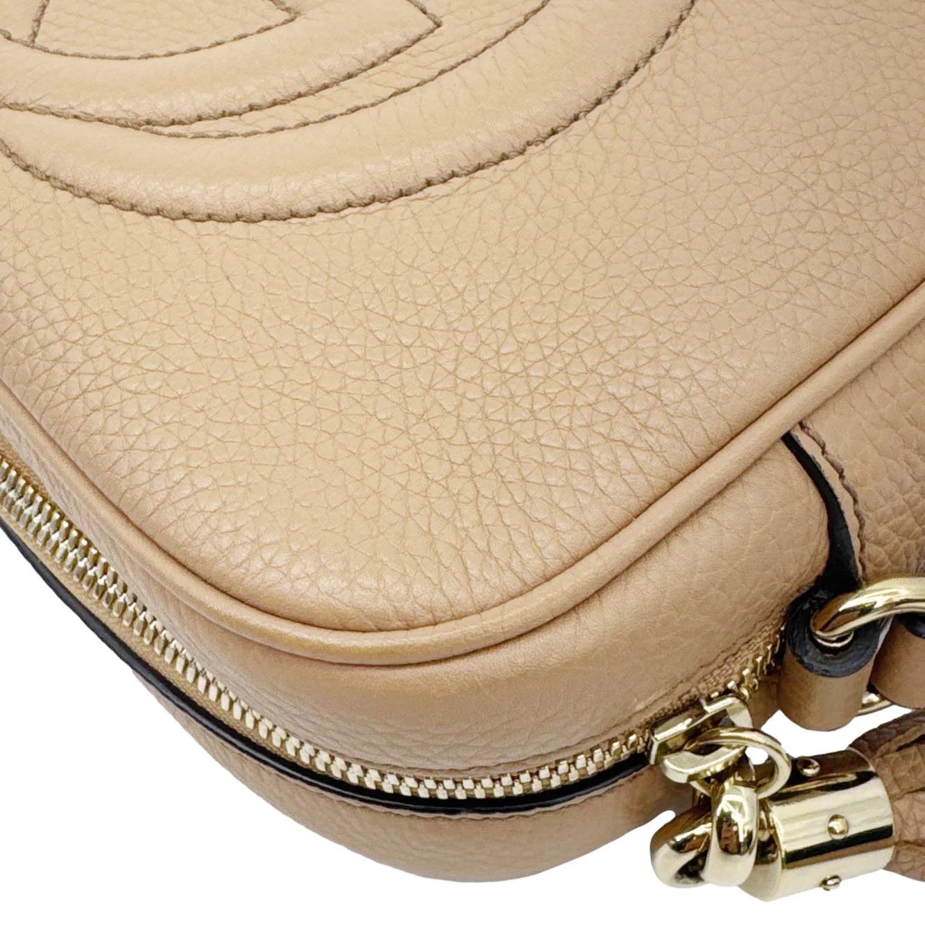 GUCCI Soho Disco Leather Camera Crossbody Bag Beige 308864 - Image 7
