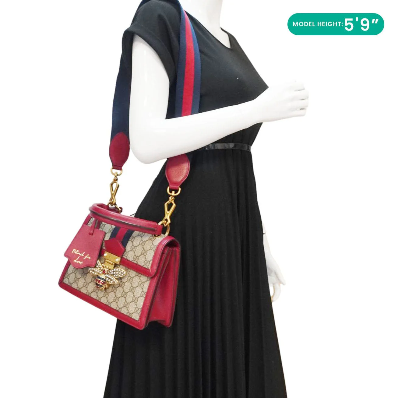 GUCCI Queen Margaret Bee GG Supreme Canvas Shoulder Bag Red 476541 - Image 2