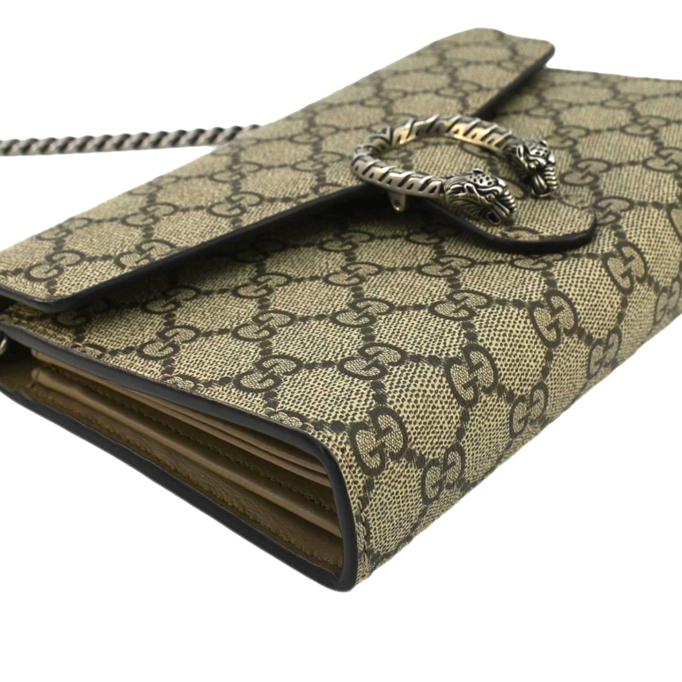 GUCCI Dionysus GG Supreme Canvas Chain Wallet Crossbody Bag Beige 401231 - Image 9