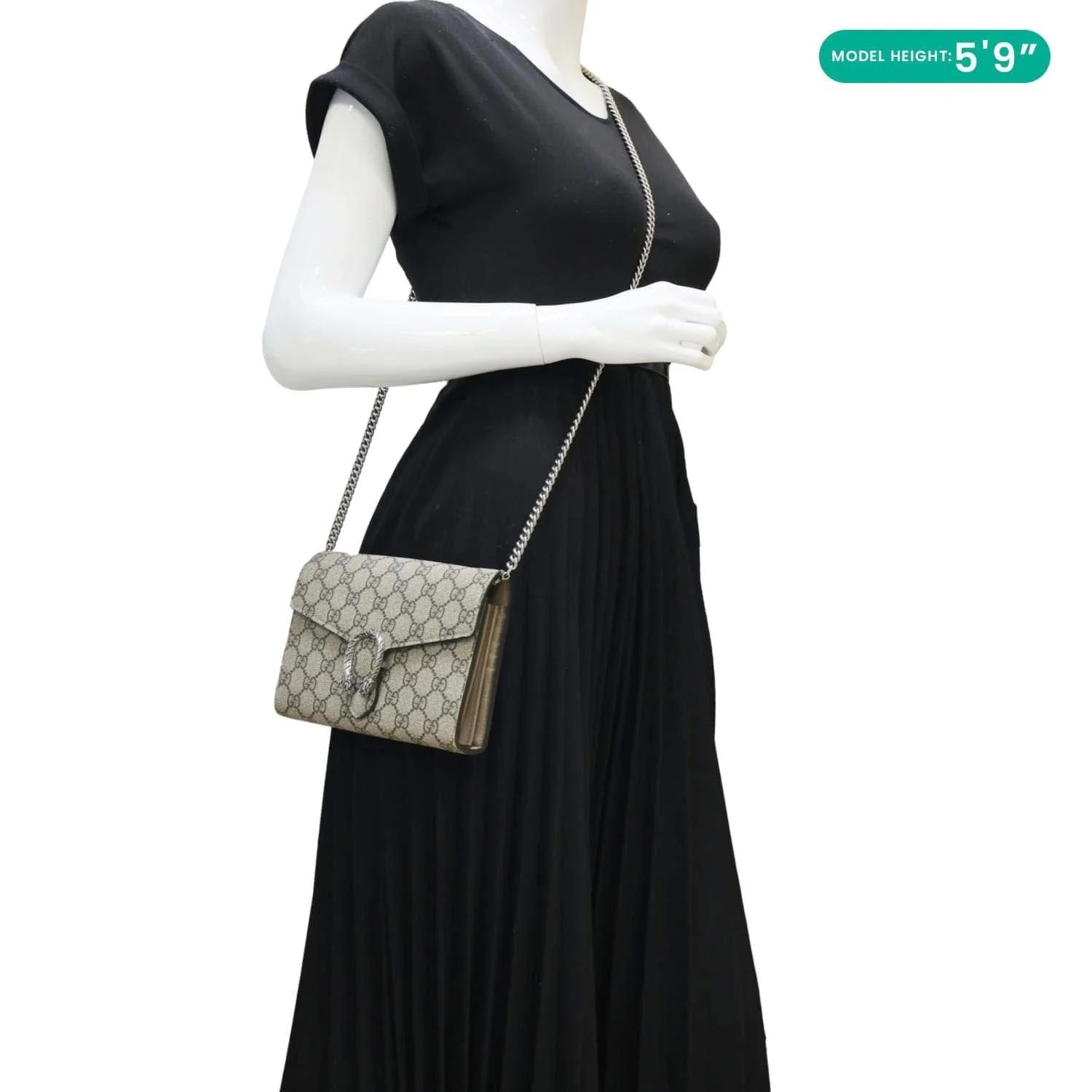 GUCCI Dionysus GG Supreme Canvas Chain Wallet Crossbody Bag Beige 401231 - Image 2