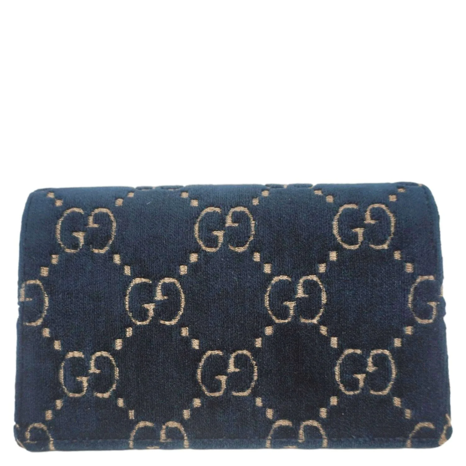 GUCCI Dionysus Super Mini GG Monogram Velvet Crossbody Bag Blue - Image 5