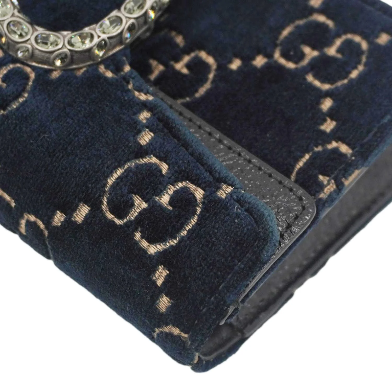 GUCCI Dionysus Super Mini GG Monogram Velvet Crossbody Bag Blue - Image 8