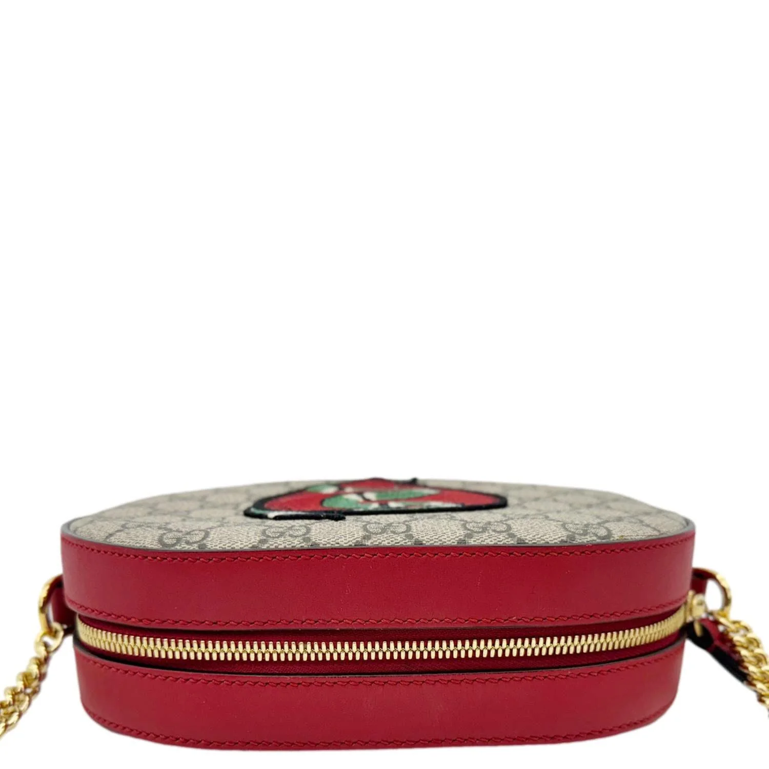 GUCCI Kingsnake Heart Mini GG Supreme Chain Crossbody Bag Red 409535 - Image 10